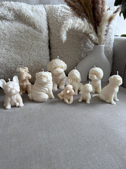 Small Bichon Dog Candle