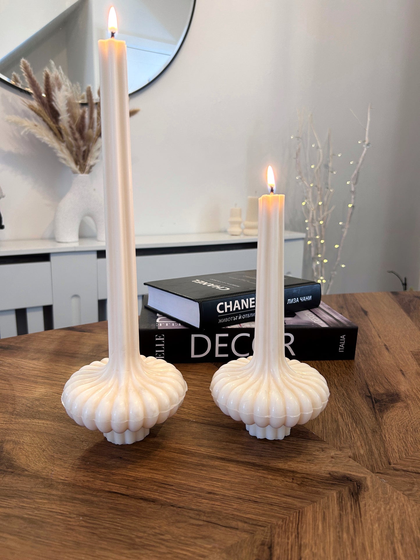 Vase Pillar Candles Set of 2