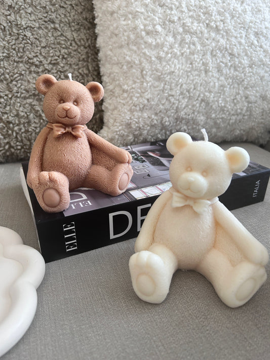 Large Teddy bear candle with ribbon