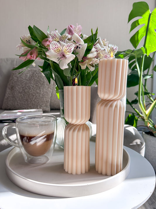 Ribbed Pillar Twisted Candle