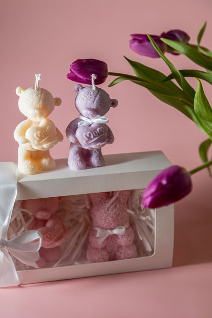 Mum Teddy Bear Candle