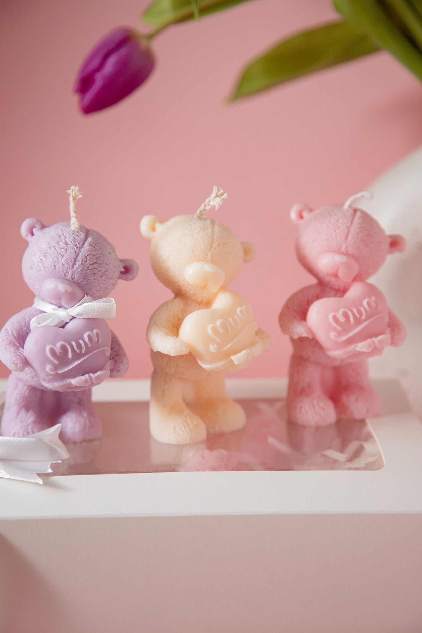 Mum Teddy Bear Candle